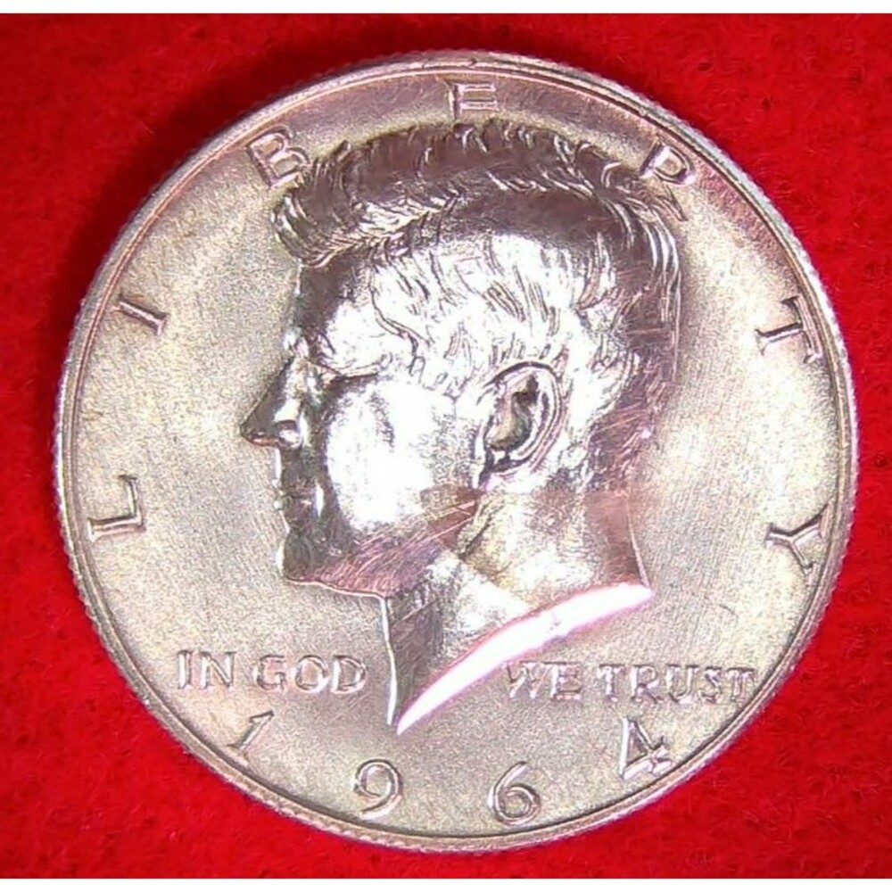 1964 D Kennedy Half Dollar 90% Silver - Lamination Error Lot# 297